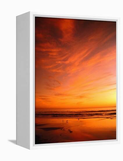 Southern California Sunset at Beach-Mick Roessler-Framed Premier Image Canvas