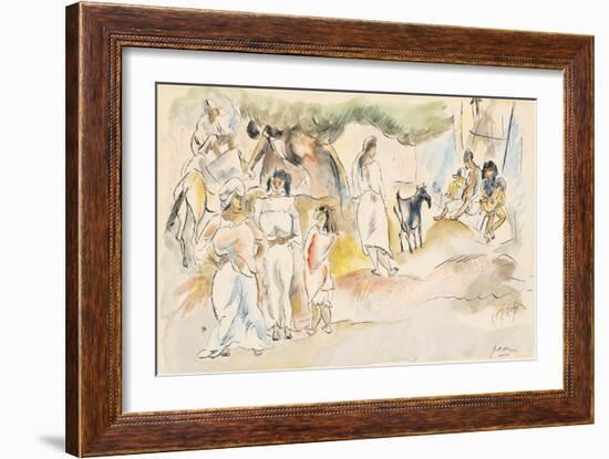 Southern Figures and Goat (W/C on Paper)-Jules Pascin-Framed Giclee Print