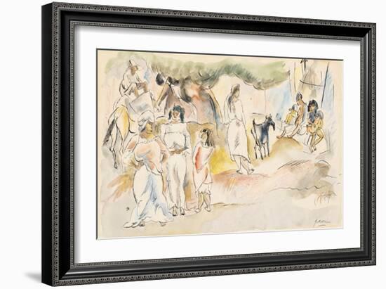 Southern Figures and Goat (W/C on Paper)-Jules Pascin-Framed Giclee Print