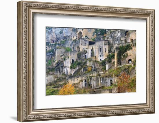 Southern Italy, Basilicata, canyon carved out by the Gravina. uninhabited caves in Sasso Caveoso.-Emily Wilson-Framed Photographic Print