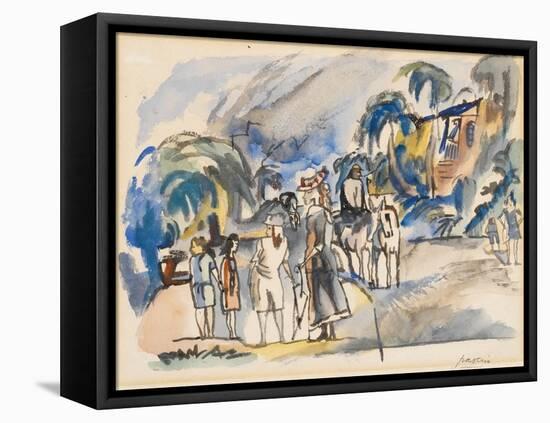 Southern Landscape with Mother and Children (W/C on Paper)-Jules Pascin-Framed Premier Image Canvas