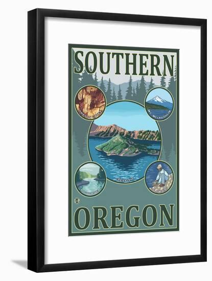 Southern Oregon - Scenic Travel Poster-Lantern Press-Framed Art Print