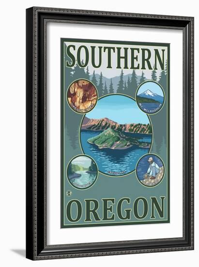 Southern Oregon - Scenic Travel Poster-Lantern Press-Framed Art Print