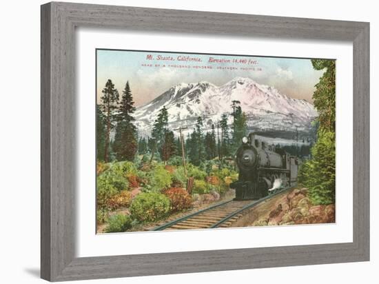 Southern Pacific Railroad and Mt. Shasta, California-null-Framed Art Print