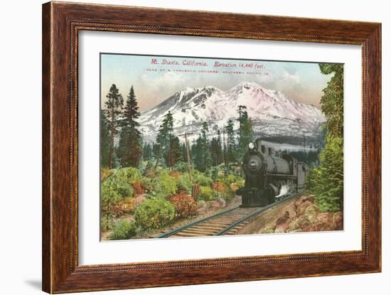 Southern Pacific Railroad and Mt. Shasta, California-null-Framed Art Print