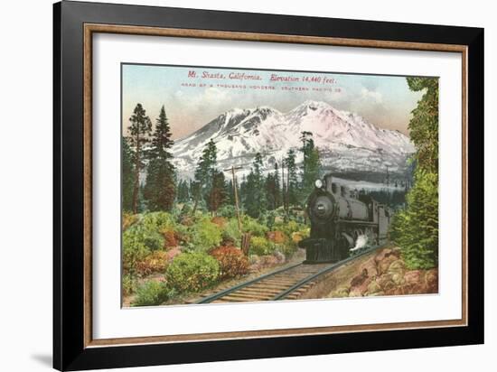 Southern Pacific Railroad and Mt. Shasta, California-null-Framed Art Print