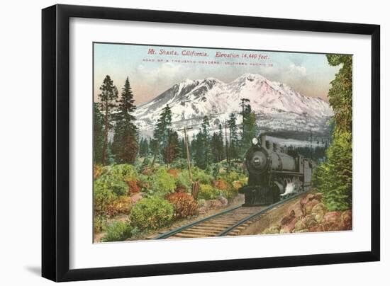 Southern Pacific Railroad and Mt. Shasta, California-null-Framed Art Print