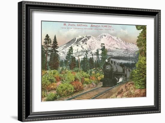 Southern Pacific Railroad and Mt. Shasta, California-null-Framed Art Print