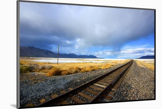 Southern Pacific Railway under Storm Clouds, Black Rock Desert,Nevada-Richard Wright-Mounted Photographic Print