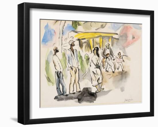 Southern Scene: Four African Americans, Two Children (W/C on Paper)-Jules Pascin-Framed Giclee Print