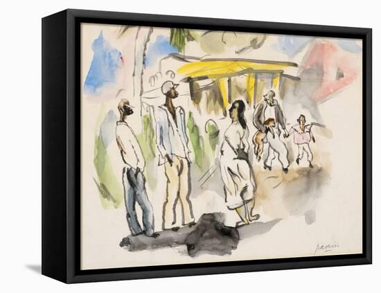 Southern Scene: Four African Americans, Two Children (W/C on Paper)-Jules Pascin-Framed Premier Image Canvas