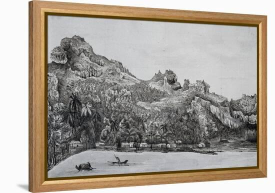 Southern View of Maupiti Island, Society Islands, Engraving from Voyage around World, 1822-1825-Louis Isidore Duperrey-Framed Premier Image Canvas
