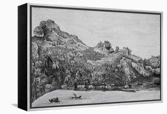 Southern View of Maupiti Island, Society Islands, Engraving from Voyage around World, 1822-1825-Louis Isidore Duperrey-Framed Premier Image Canvas