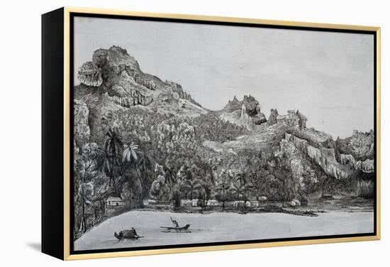 Southern View of Maupiti Island, Society Islands, Engraving from Voyage around World, 1822-1825-Louis Isidore Duperrey-Framed Premier Image Canvas