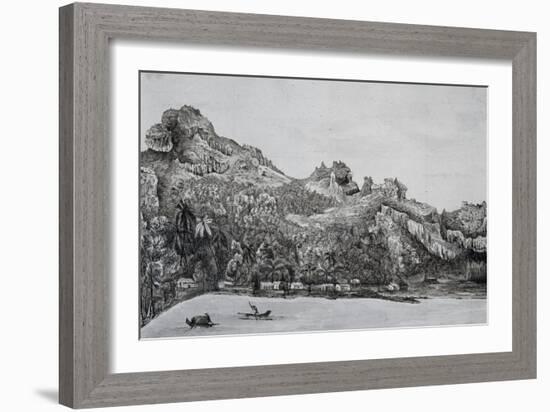 Southern View of Maupiti Island, Society Islands, Engraving from Voyage around World, 1822-1825-Louis Isidore Duperrey-Framed Giclee Print