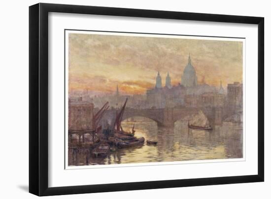 Southwark Bridege with Boats-Herbert Marshall-Framed Art Print