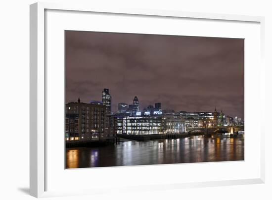 Southwark Bridge, City of London, the Thames, Night Photography, London, England, Uk-Axel Schmies-Framed Photographic Print