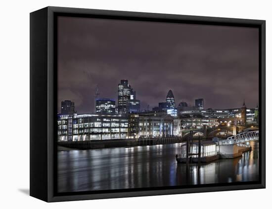 Southwark Bridge, City of London, the Thames, Night Photography, London, England, Uk-Axel Schmies-Framed Premier Image Canvas