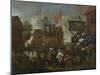 Southwark Fair, 1733 (Oil on Canvas)-William Hogarth-Mounted Giclee Print