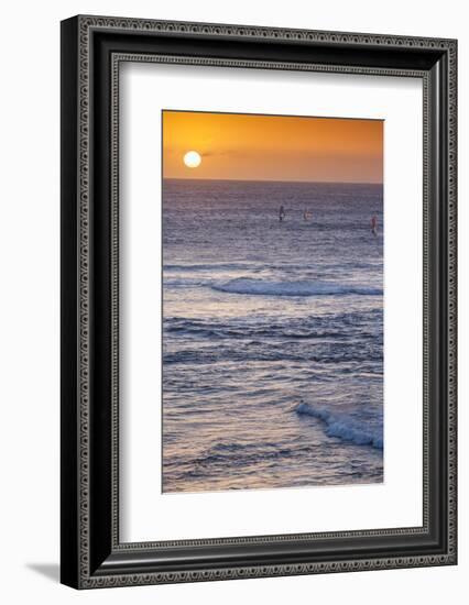 Southwest Australia, Prevelly, Surfers Point, Windsurfers, Dusk-Walter Bibikow-Framed Photographic Print