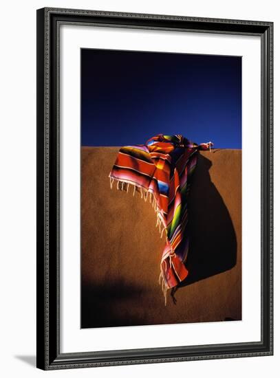 Southwest Blanket on Adobe Wall-Jim Zuckerman-Framed Photographic Print