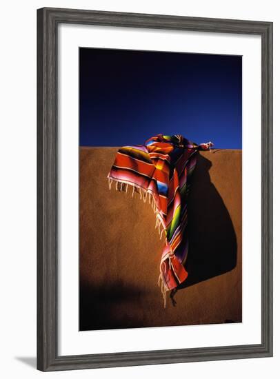 Southwest Blanket on Adobe Wall-Jim Zuckerman-Framed Photographic Print