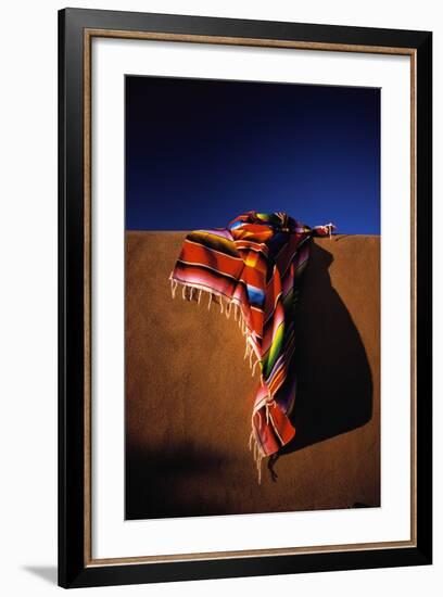 Southwest Blanket on Adobe Wall-Jim Zuckerman-Framed Photographic Print