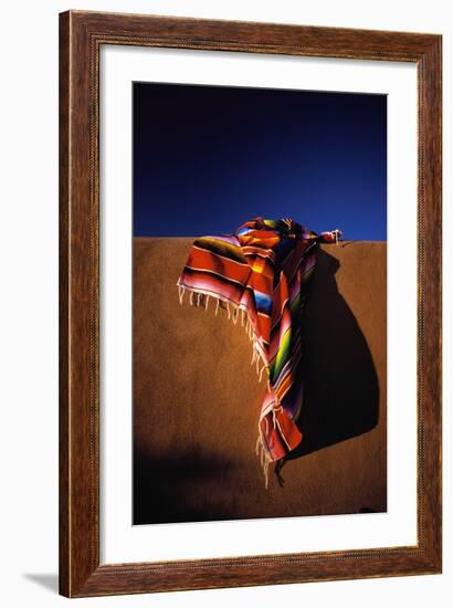 Southwest Blanket on Adobe Wall-Jim Zuckerman-Framed Photographic Print