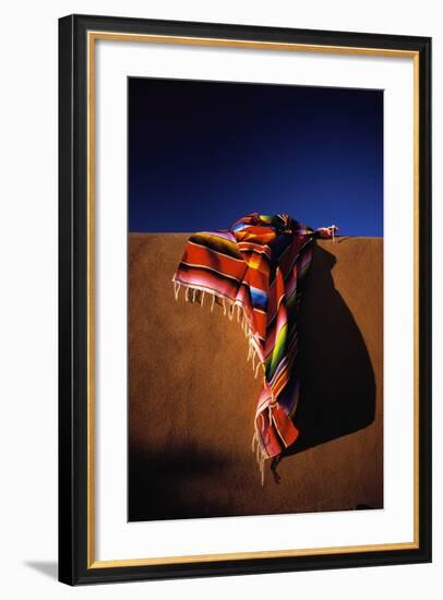 Southwest Blanket on Adobe Wall-Jim Zuckerman-Framed Photographic Print