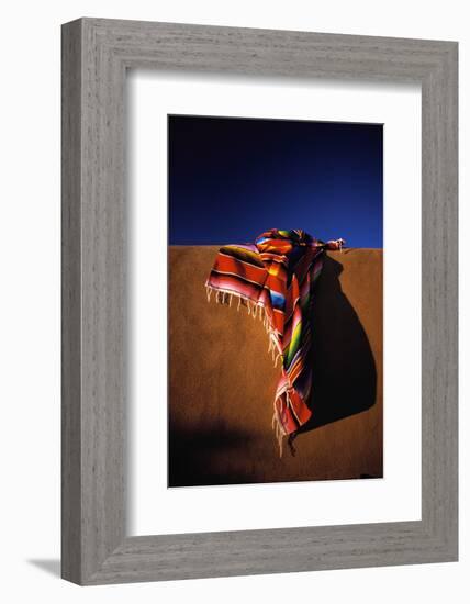 Southwest Blanket on Adobe Wall-Jim Zuckerman-Framed Photographic Print