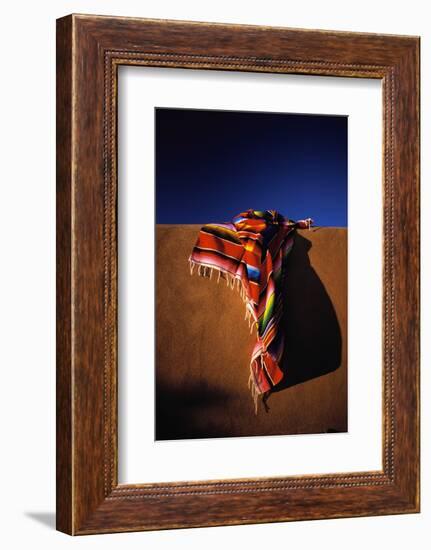 Southwest Blanket on Adobe Wall-Jim Zuckerman-Framed Photographic Print