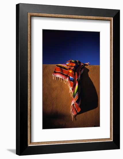 Southwest Blanket on Adobe Wall-Jim Zuckerman-Framed Photographic Print