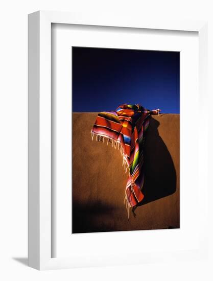 Southwest Blanket on Adobe Wall-Jim Zuckerman-Framed Photographic Print