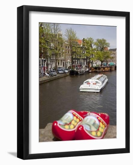 Souvenir Clogs and Canal, Amsterdam, Holland, Europe-Frank Fell-Framed Photographic Print