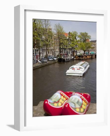 Souvenir Clogs and Canal, Amsterdam, Holland, Europe-Frank Fell-Framed Photographic Print