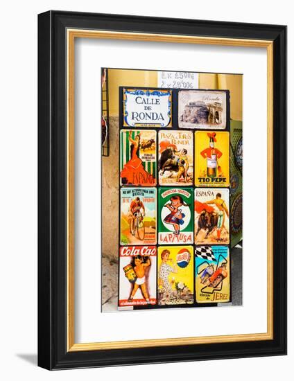 Souvenir copies of old Spanish advertisements, printed on metal. Ronda, Malaga Province, Andalus...-null-Framed Photographic Print