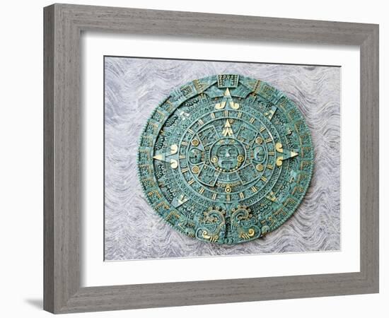 Souvenir Copy of the Great Calendar Stone, Aztec, 16th Century-null-Framed Giclee Print