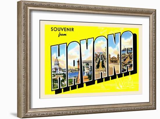 Souvenir From Havana Cuba-Curt Teich & Company-Framed Art Print