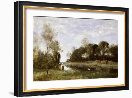 Souvenir of the Bresle at Incheville-Jean-Baptiste-Camille Corot-Framed Giclee Print