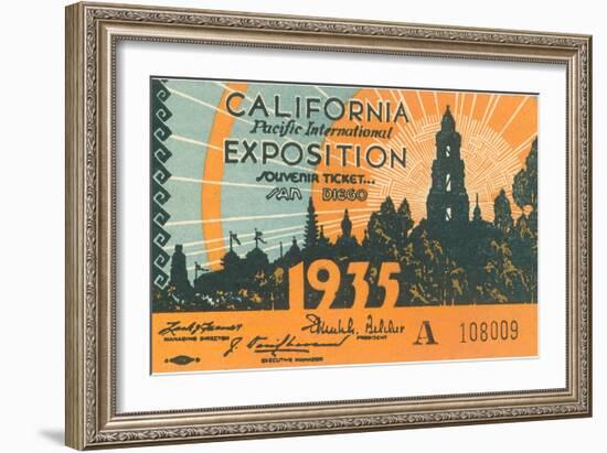 Souvenir Ticket, California Exposition, San Diego-null-Framed Art Print