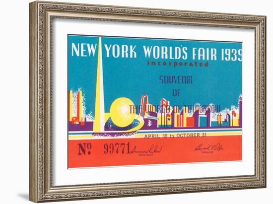 Souvenir Ticket to New York World's Fair, 1939-null-Framed Art Print