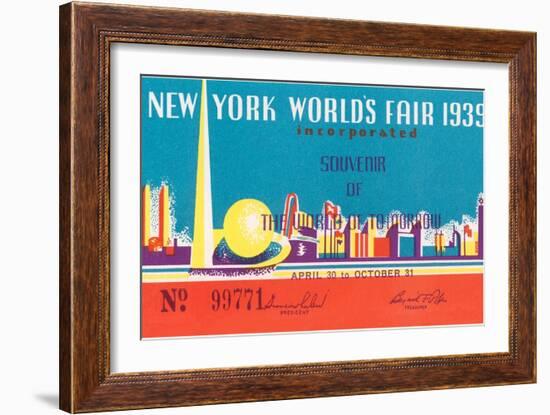 Souvenir Ticket to New York World's Fair, 1939-null-Framed Art Print