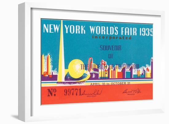 Souvenir Ticket to New York World's Fair, 1939-null-Framed Art Print