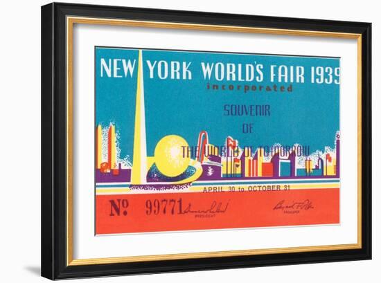 Souvenir Ticket to New York World's Fair, 1939-null-Framed Art Print