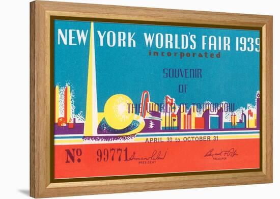 Souvenir Ticket to New York World's Fair, 1939-null-Framed Stretched Canvas