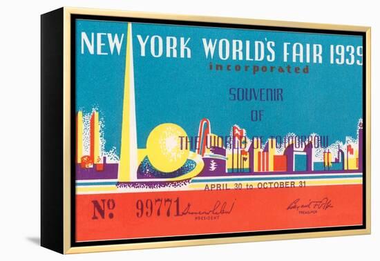 Souvenir Ticket to New York World's Fair, 1939-null-Framed Stretched Canvas