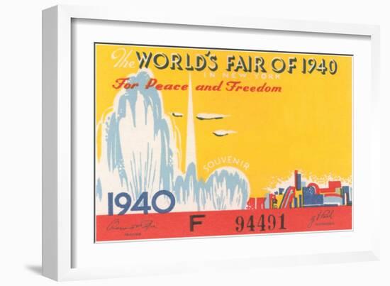 Souvenir Ticket to New York World's Fair, 1940-null-Framed Art Print