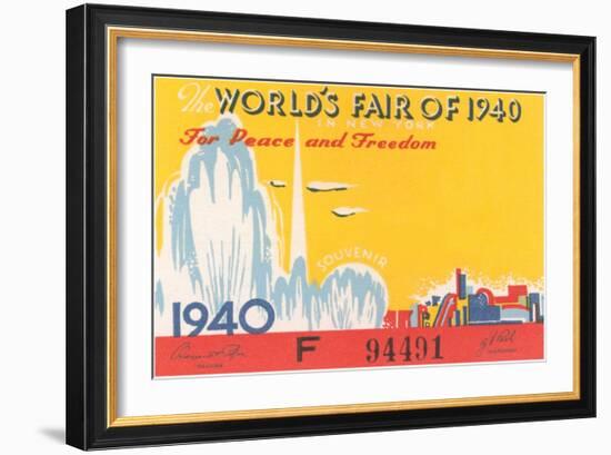 Souvenir Ticket to New York World's Fair, 1940-null-Framed Art Print