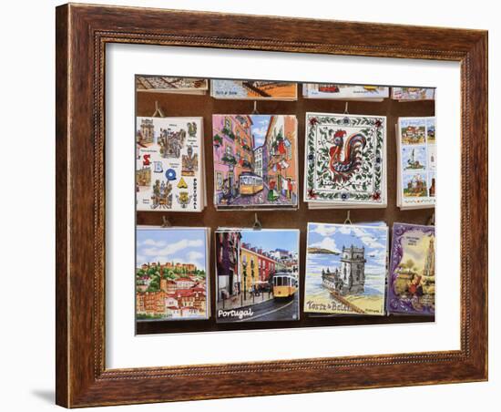 Souvenir Tiles in Shop Display, Lisbon, Portugal, Europe-Vincenzo Lombardo-Framed Photographic Print