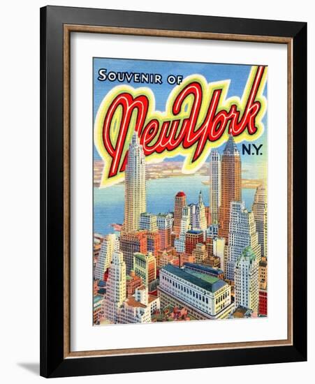 Souvenir Vintage Postcard of New York-null-Framed Art Print